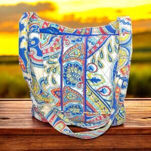 Vera Bradley Marina Paisley Quilted Tote Bag Purse Shoulder Adjustable Strap Zip